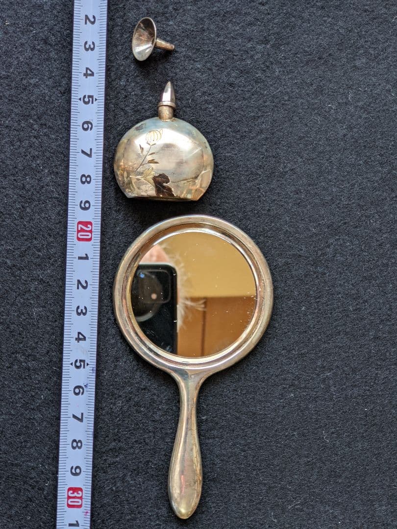 ⭐高島屋購入商品 銀瓶 銀製 彫金 香水瓶 銀製ロート 手鏡セット 骨董品