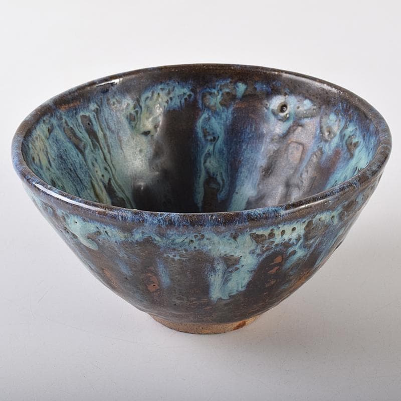 茶道具　板谷波山作　天目茶碗　銘「宇宙」　共布　代淡々斎極め箱　F　R7886