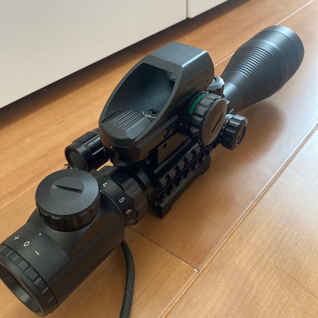 4-12x50トリプルレール ライフルスコープ＋ドットサイト＋高輝度LEDライト
