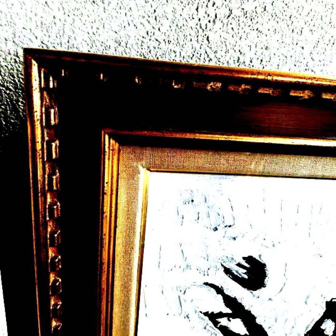 油絵 生花花瓶 モノクロ油絵 林勇二作