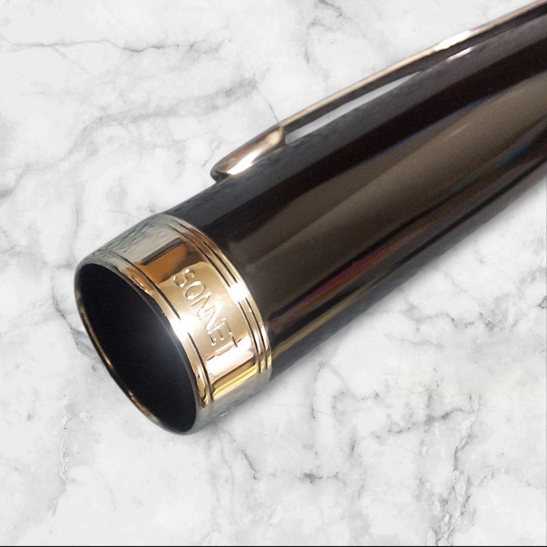 【美品】PARKER ソネット 万年筆 ブラックラッカーCT 18K