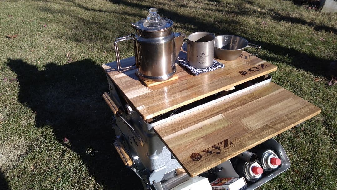 スノーピーク　シェルフコンテナ25用　スライド天板＆サイドテーブル＆サイドバー①