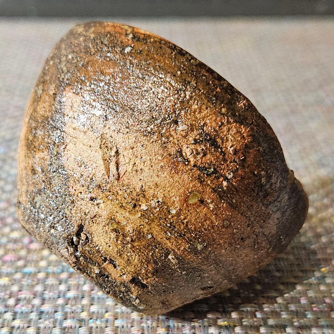 江戸時代　古信楽系　油揚げ手　ぐい呑　酒杯　盃　酒器　土もの　 古陶磁器