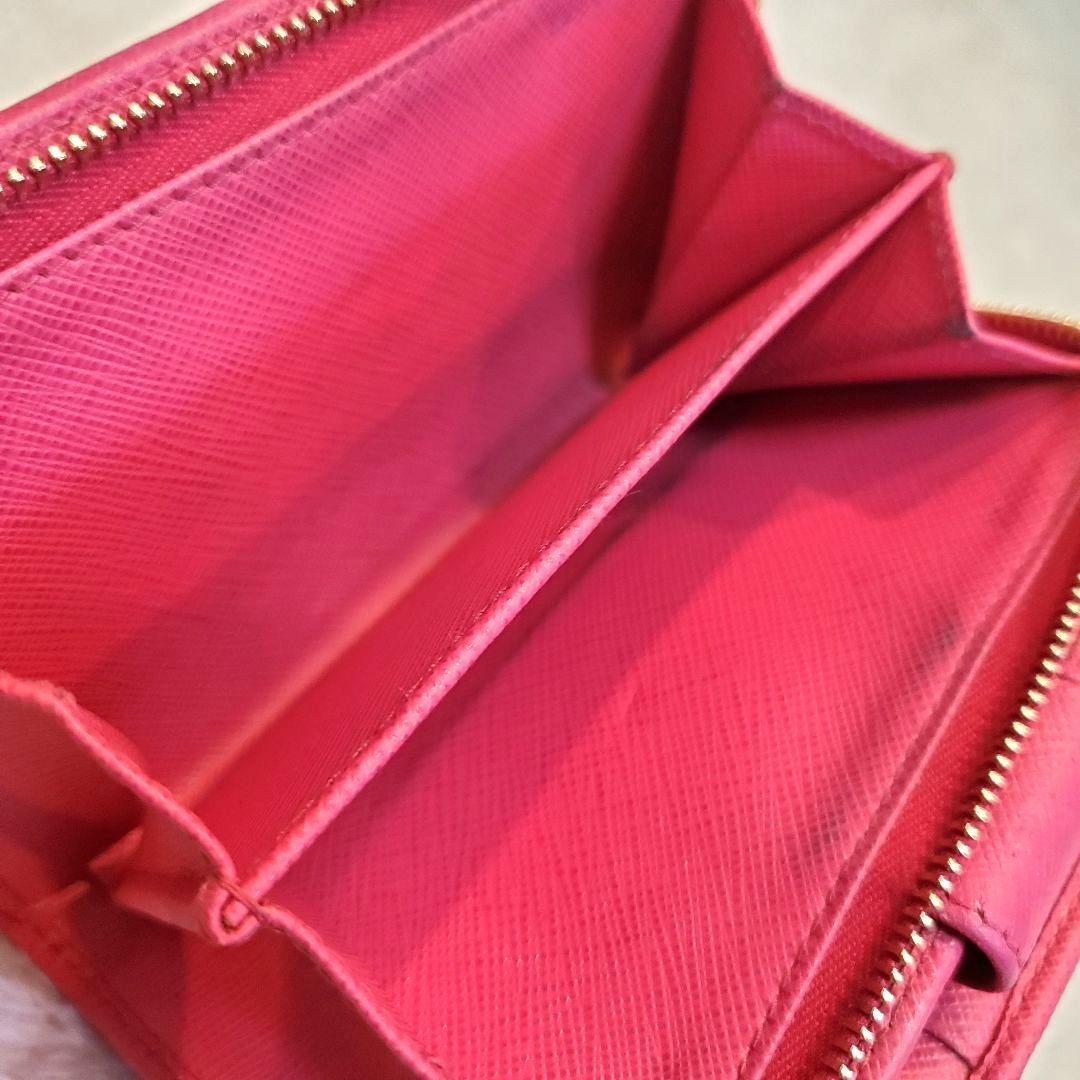 美品 PRADA プラダ サフィアーノ 二つ折り財布 ピンク系