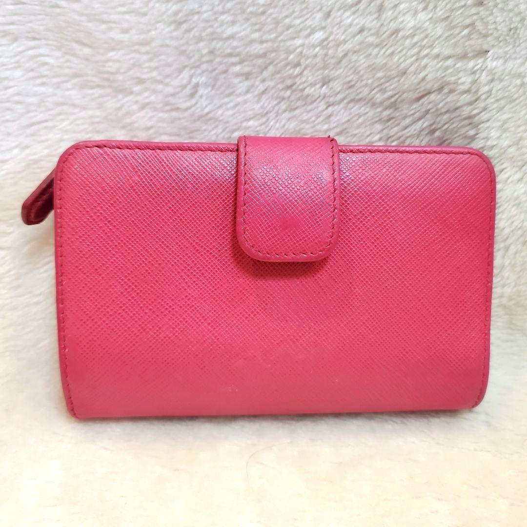 美品 PRADA プラダ サフィアーノ 二つ折り財布 ピンク系
