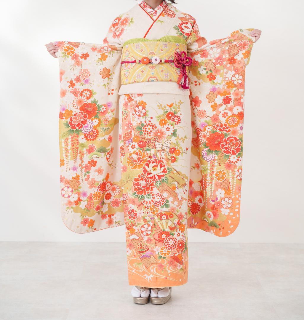 ≪美品≫正絹　振袖９点フルセット【737】【150cm~160cmの方用】