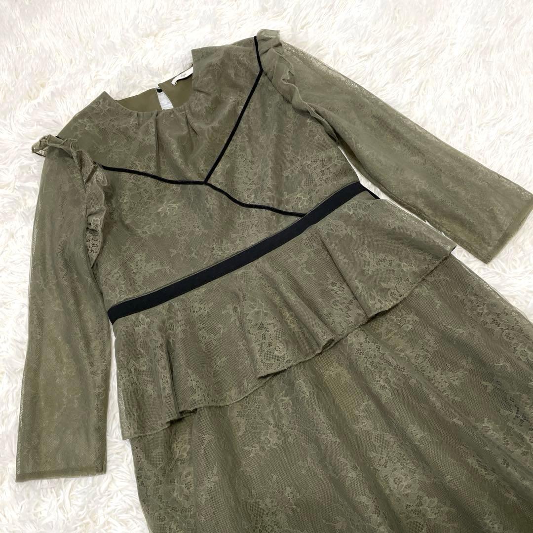 【美品】LEJA 総レース花柄ロングワンピースドレス L