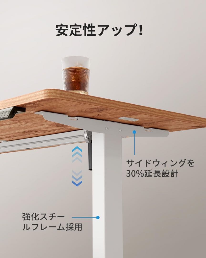 電動 昇降デスク USB付幅140奥行70高メモリー機能静音昇降範囲72-118