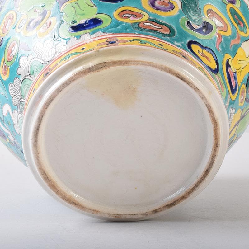 momo　中国　粉彩　人物魚藻文壺　花瓶　Ｍ　7499