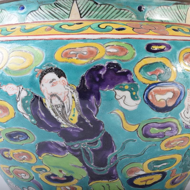 momo　中国　粉彩　人物魚藻文壺　花瓶　Ｍ　7499