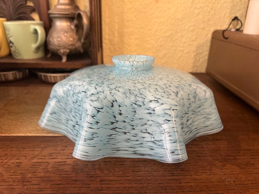 乳白 水色 吹雪 電傘 電笠 シェードランプ 氷コップ アンティーク