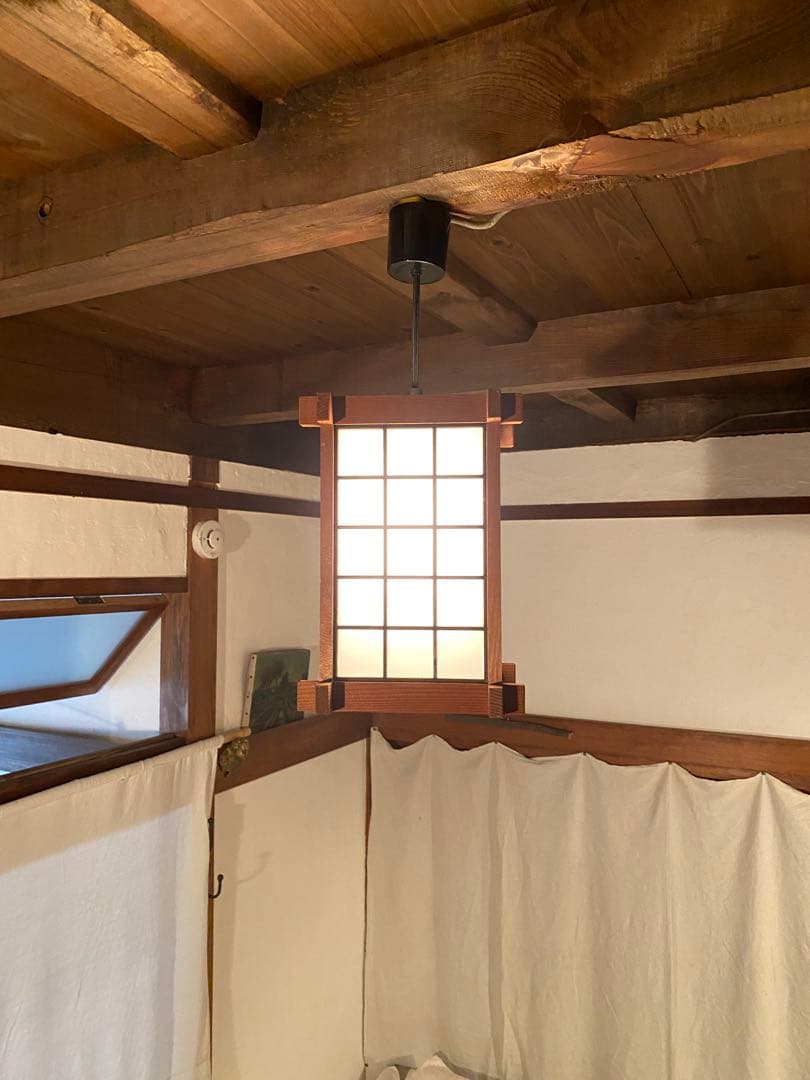 昭和レトロ 吊り下げ照明 格子 木製×乳白アクリル 和モダン 天井照明