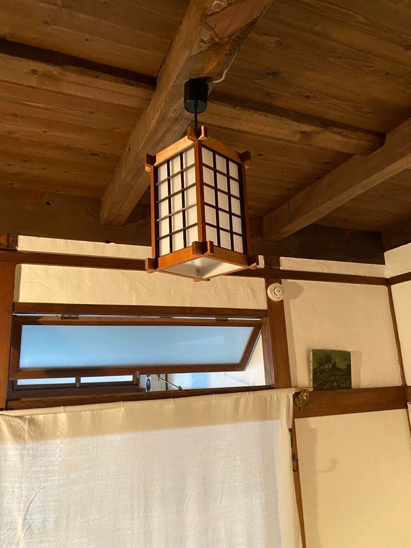 昭和レトロ 吊り下げ照明 格子 木製×乳白アクリル 和モダン 天井照明