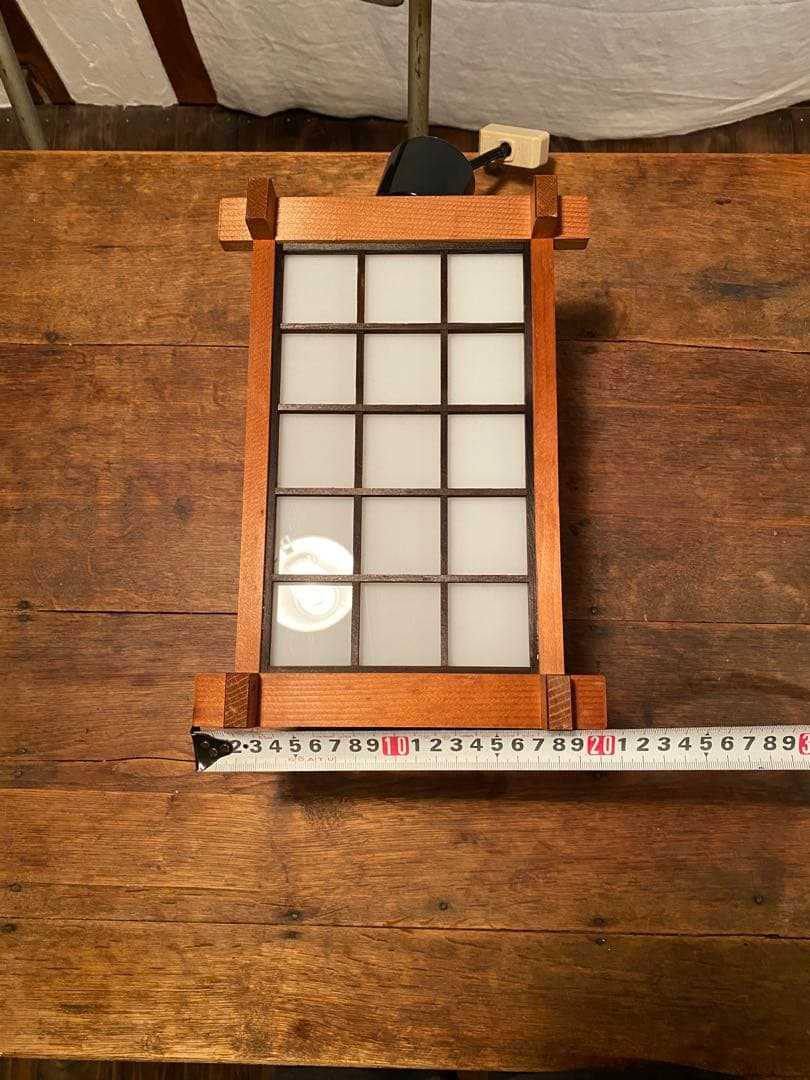 昭和レトロ 吊り下げ照明 格子 木製×乳白アクリル 和モダン 天井照明