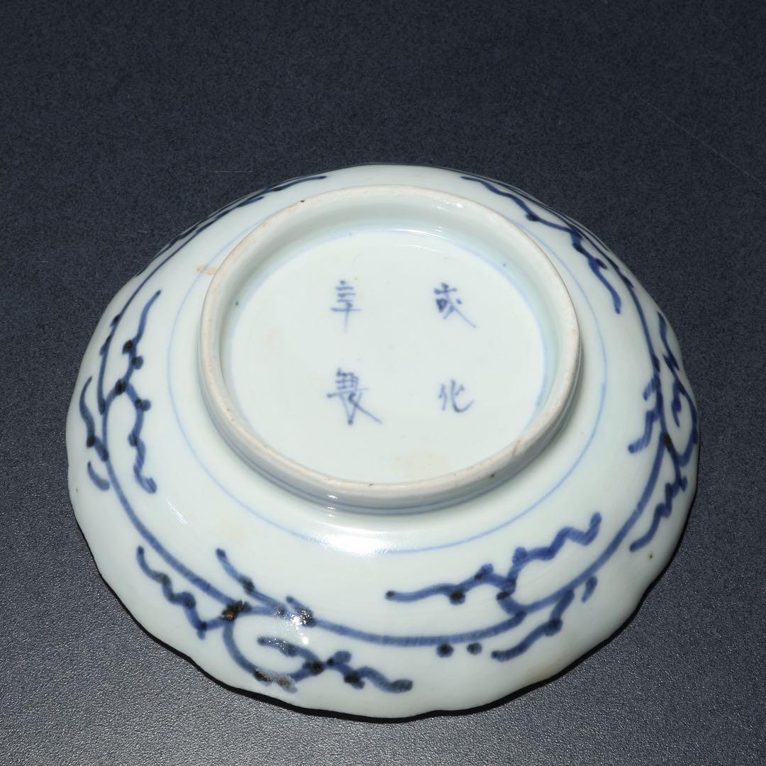 伊万里染付蛸唐草小皿∅11㎝ 2枚組　骨董　古伊万里　R1639B2