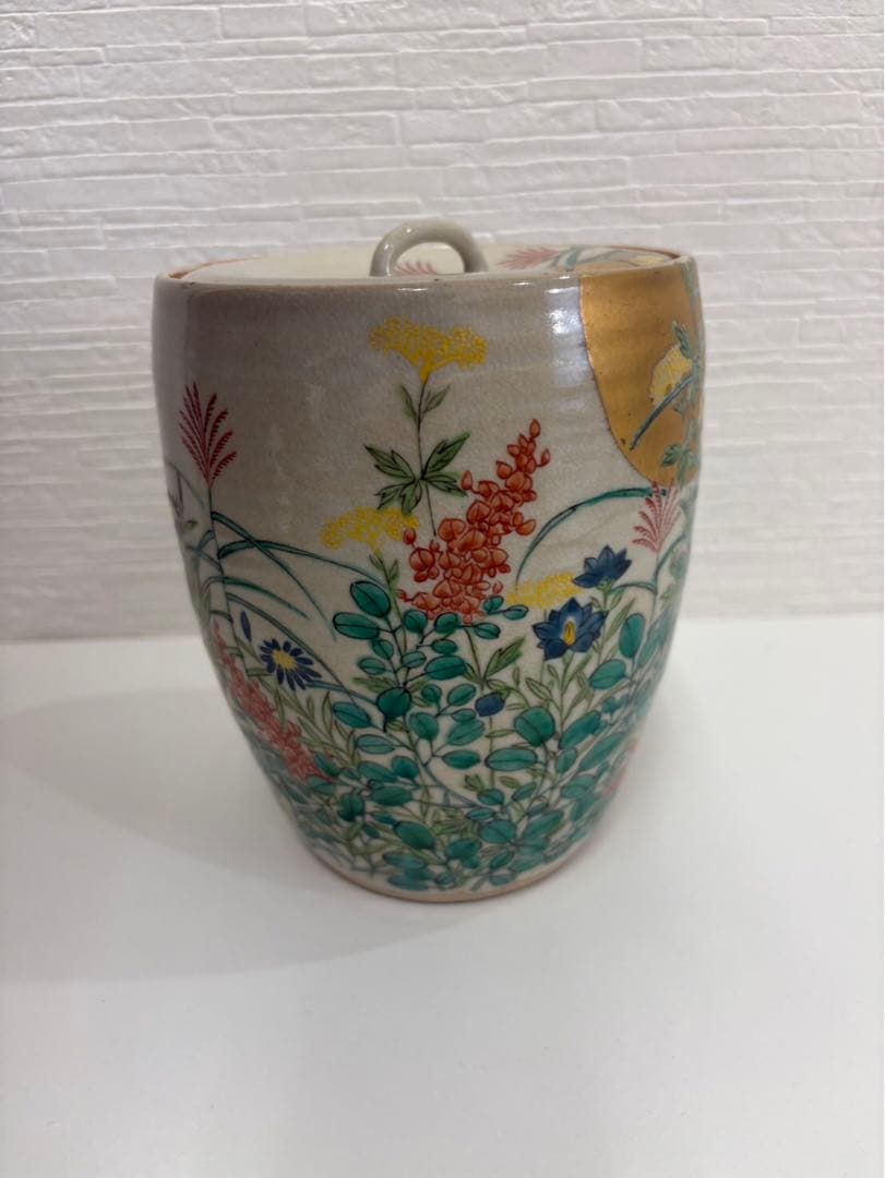 色絵秋草　水指　赤光作