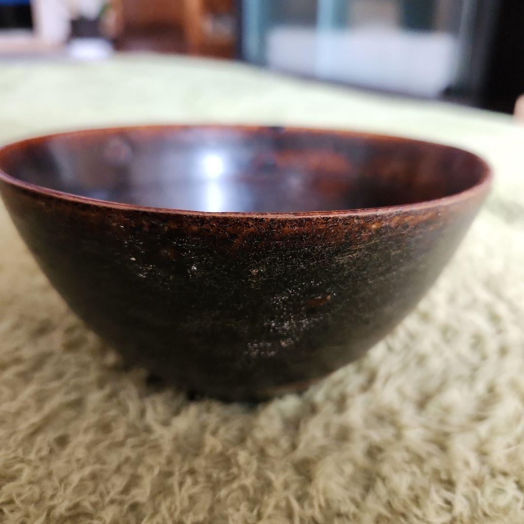 クメ-ル黒褐秞陶器茶碗