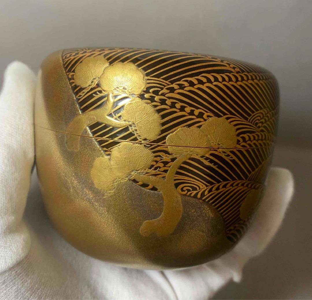 茶道具　海島鶴蒔絵大棗　裏千家　淡々斎　お書付