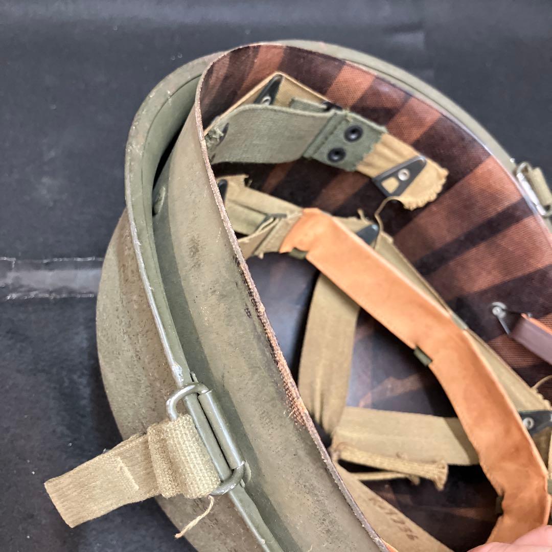 H*Q様 米軍 実物 二次戦 ナム戦 空挺M1ヘルメット シェル ライナー デッ