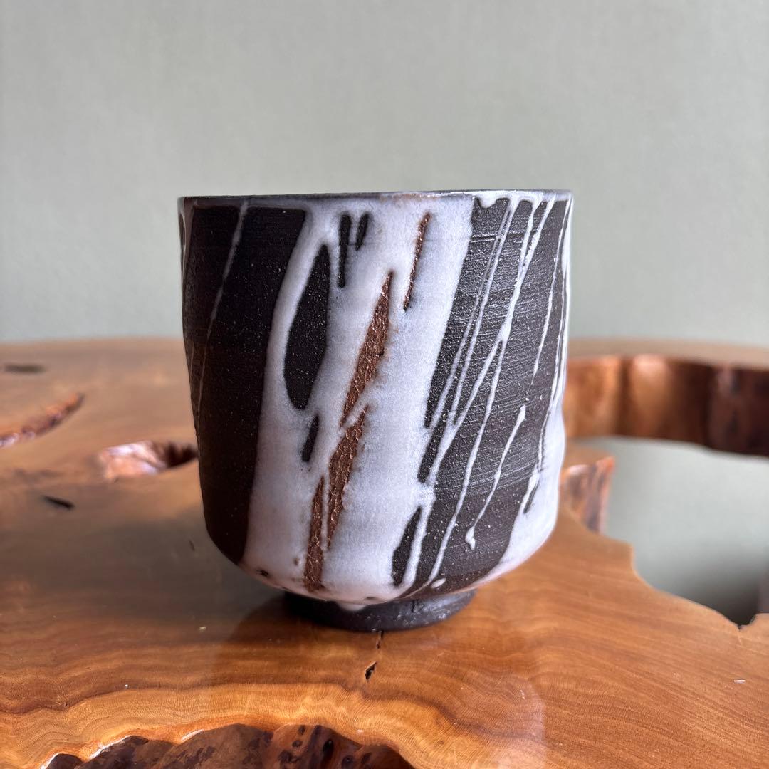 酔月窯 清水潮造 萬古焼 筒茶碗 抹茶碗 茶道具 共箱 (15)