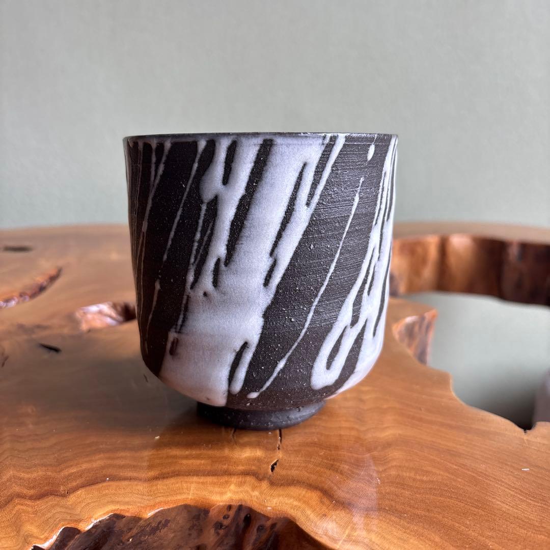 酔月窯 清水潮造 萬古焼 筒茶碗 抹茶碗 茶道具 共箱 (15)