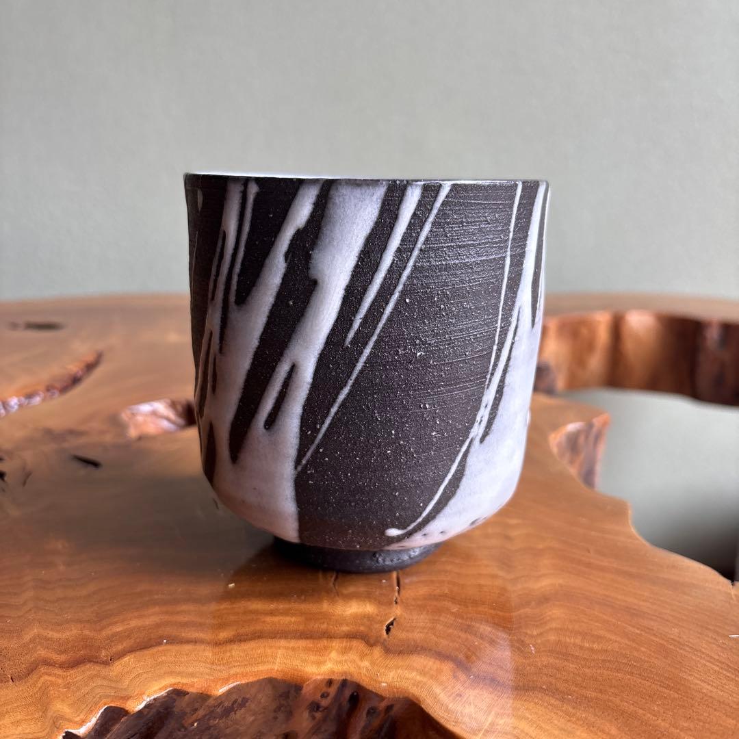 酔月窯 清水潮造 萬古焼 筒茶碗 抹茶碗 茶道具 共箱 (15)