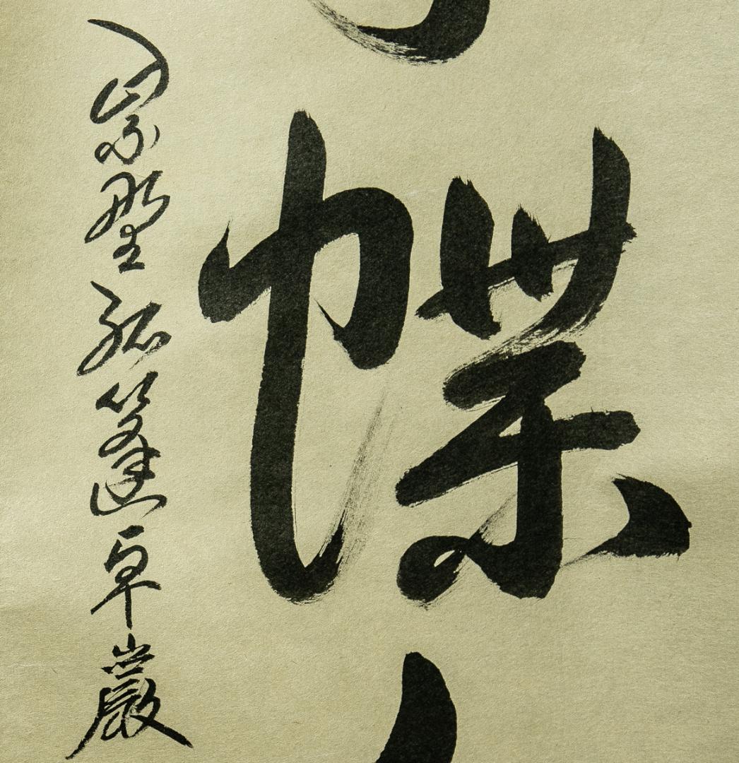 掛軸-1747　大徳寺　小堀卓巌　「花開蝶自来」　共箱　孤篷庵