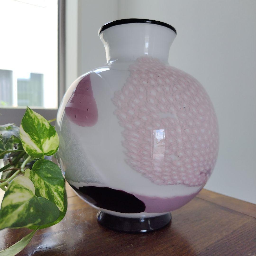 【海外骨董品】美品！アンティークベネチアングラス murano 桜フラワーベース