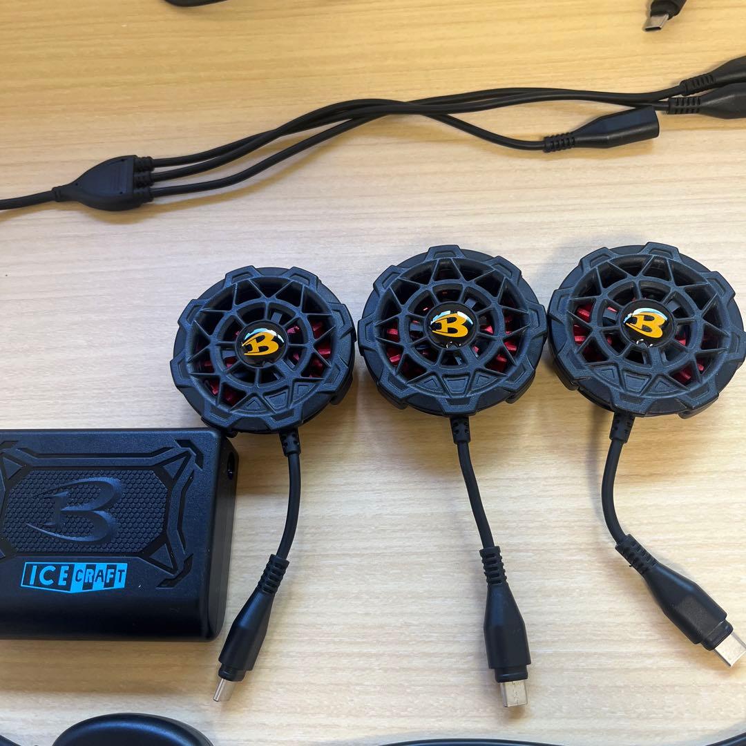 ICECRAFTUSBファン 3個セット サイズフリー1つ計ベスト付き