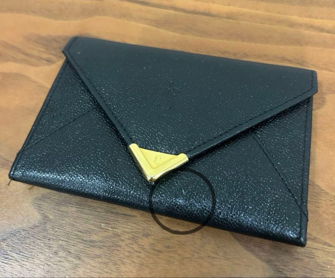 希少 本革 ヴィンテージYSLイヴサンローランケース 黒 匿名