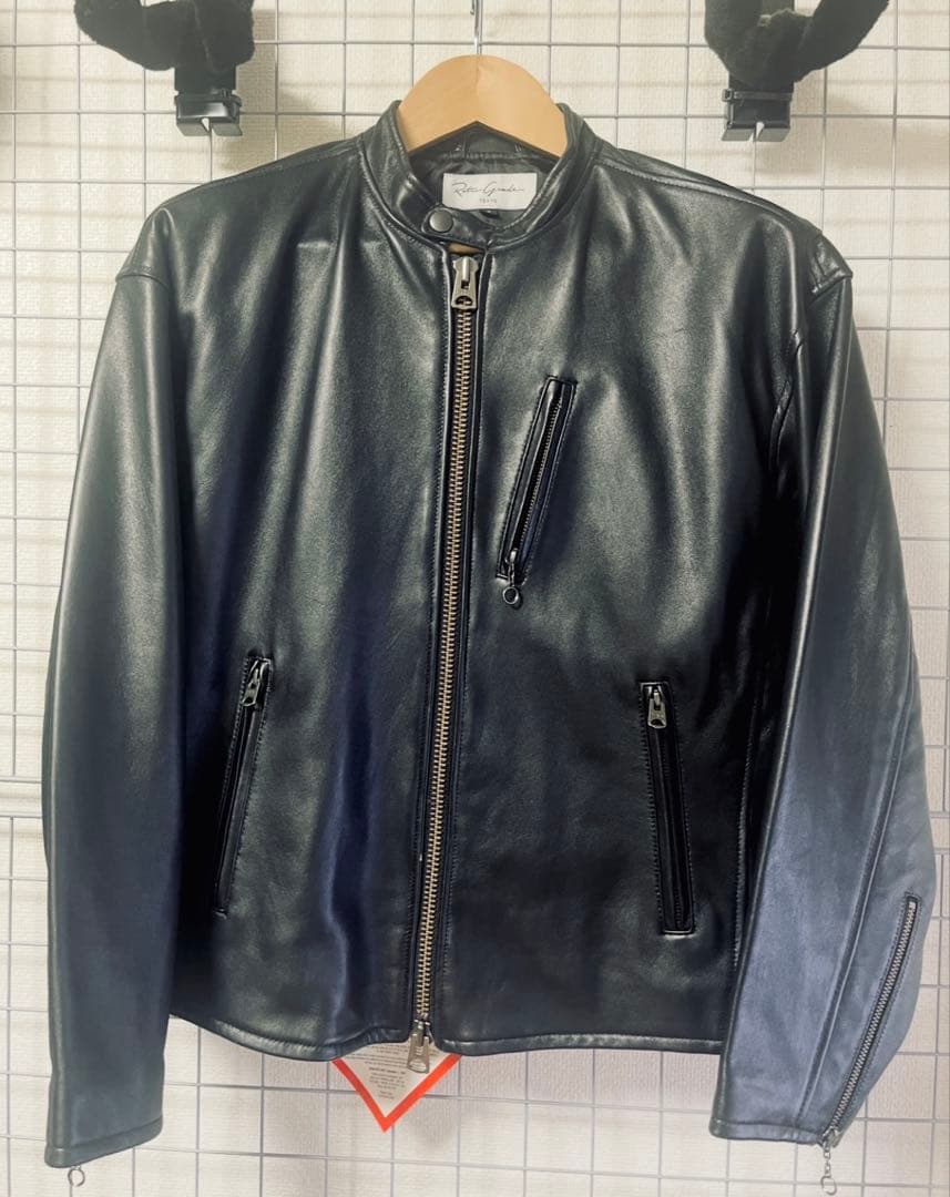 Retro Grande ブラック シープレザーシングルライダースジャケット S