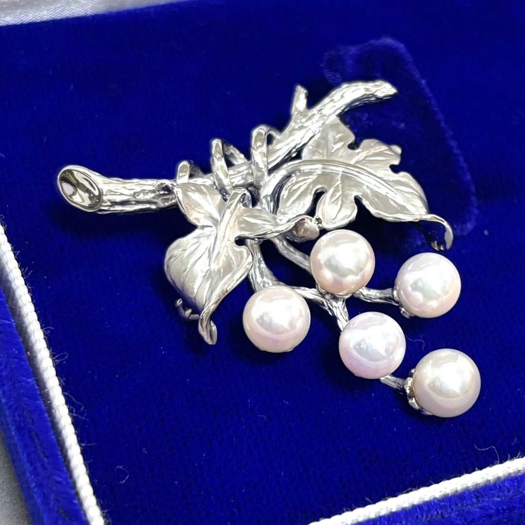 【美品】 ブローチ ぶどう 真珠 シルバー パール 保証書有り