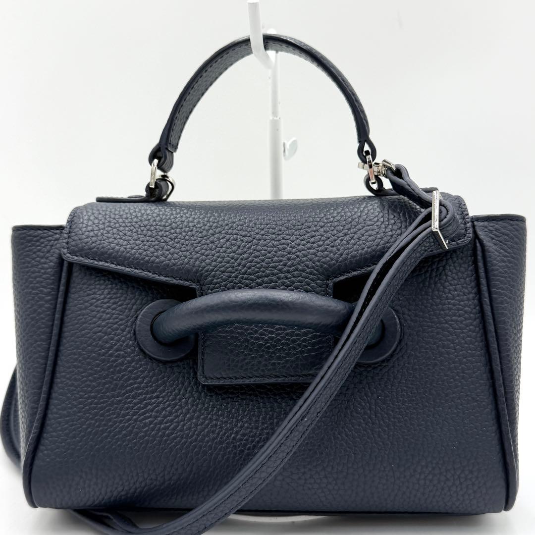 【美品】ヴァジック ハンドバッグ エバーミニミニ ワンハンドル レザー ネイビー