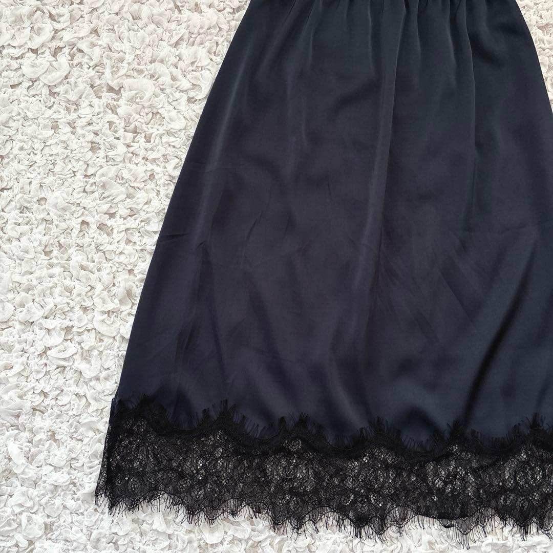 2025 machatt レースサテンスカート　ネイビー