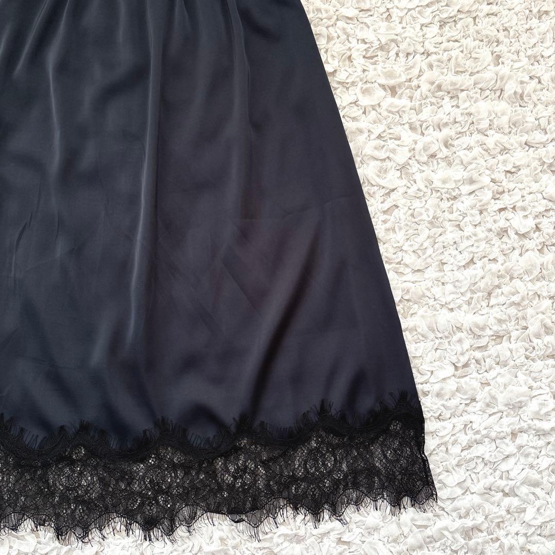 2025 machatt レースサテンスカート　ネイビー