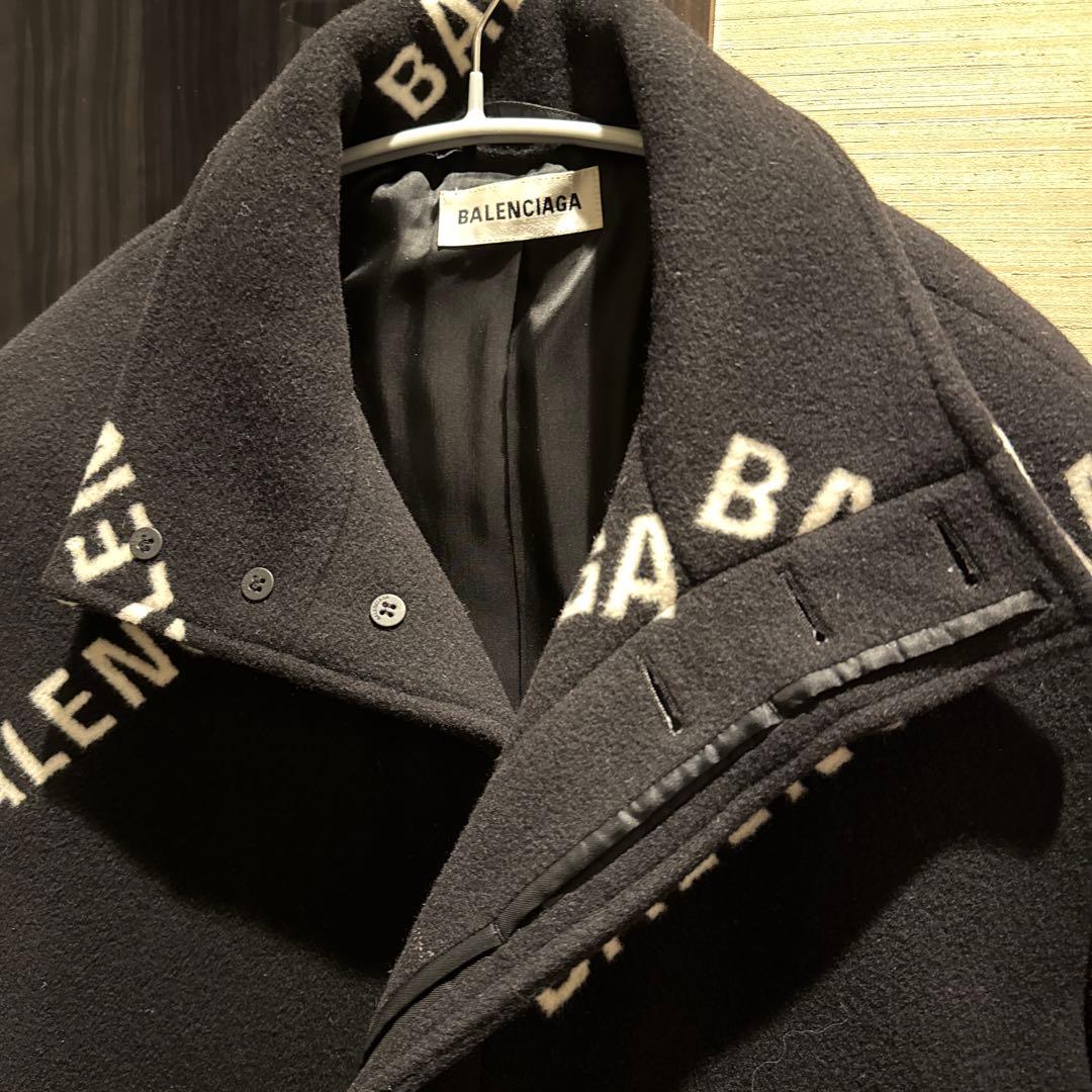 BALENCIAGA ウール オールオーバー コート ロゴ