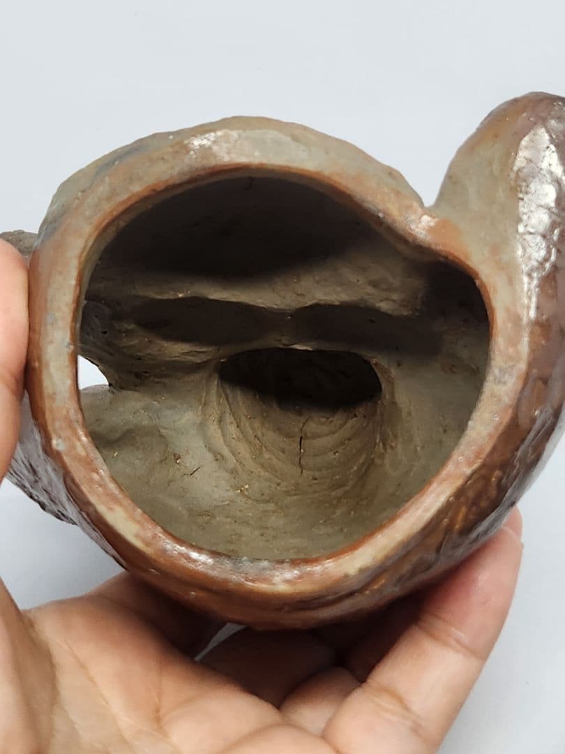 ト*コ様 備前焼 国延昇造 布袋様 香炉 ◆楽しそうに笑ってる 笑う門には福来る