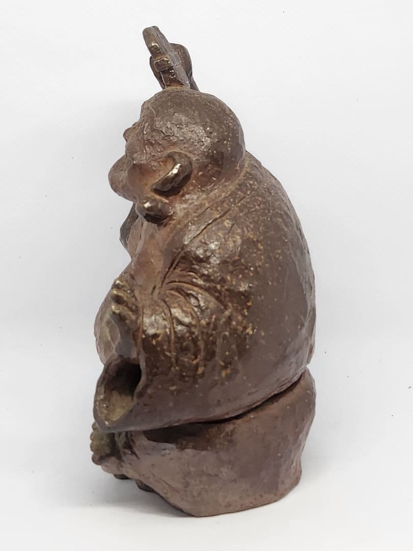 ト*コ様 備前焼 国延昇造 布袋様 香炉 ◆楽しそうに笑ってる 笑う門には福来る