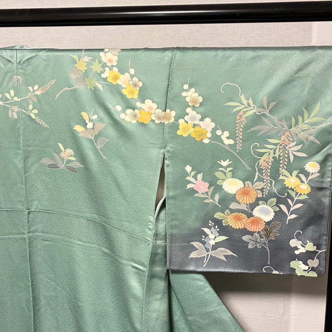 D30 訪問着 豪華花模様 一つ紋 正絹 着物 袷 極美品