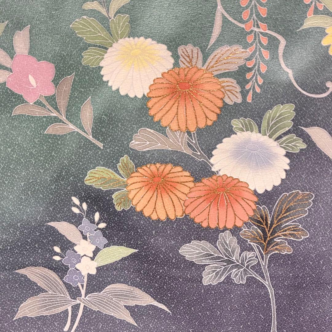 D30 訪問着 豪華花模様 一つ紋 正絹 着物 袷 極美品