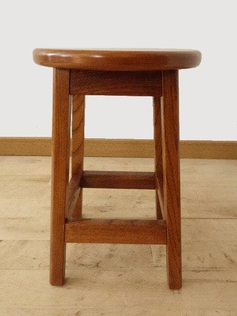 北海道手作り家具　ケヤキ（欅）材　スツールC　座面一枚板