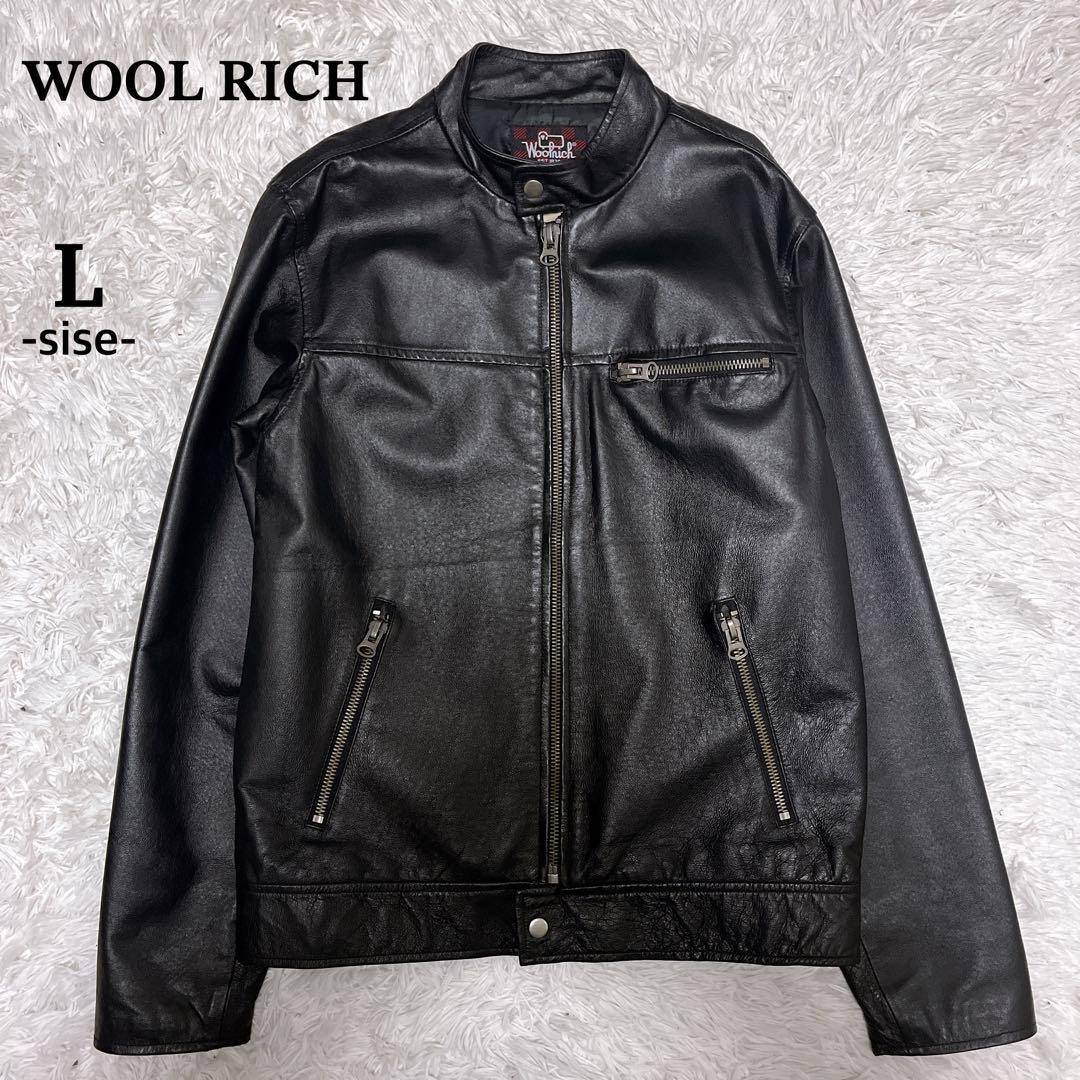 美品 Woolrich ウールリッチ レザージャケット 本革 シング ブラック