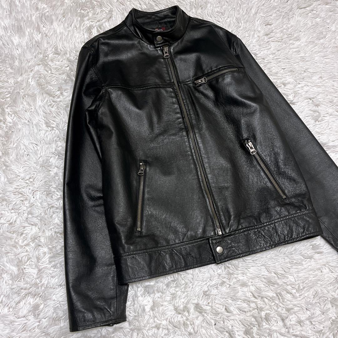 美品 Woolrich ウールリッチ レザージャケット 本革 シング ブラック