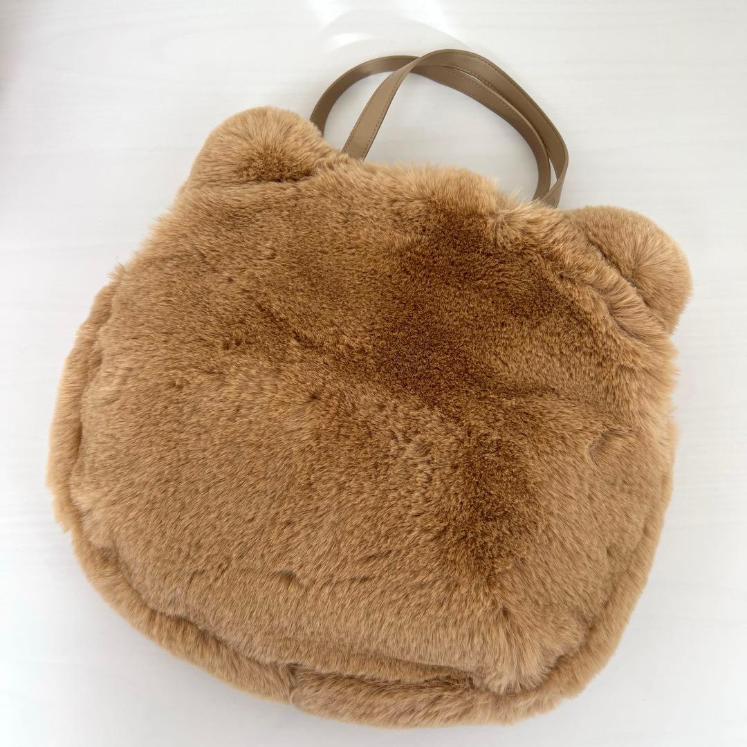 ピンクハウス×青木美沙子ちゃんコラボ　くま型ファーバッグ　茶色