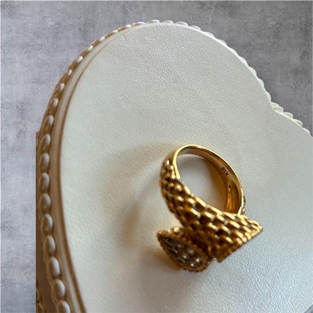 K18 セルペント 蛇モチーフ ダイヤリング バブル期 ヴィンテージ