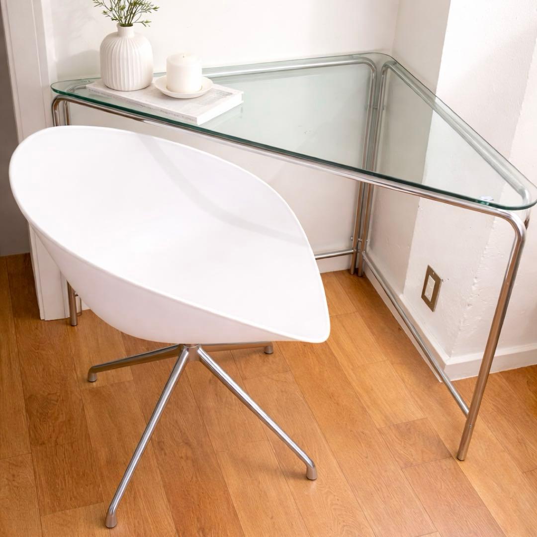 韓国ガラス天板テーブルとバケットシート椅子セット