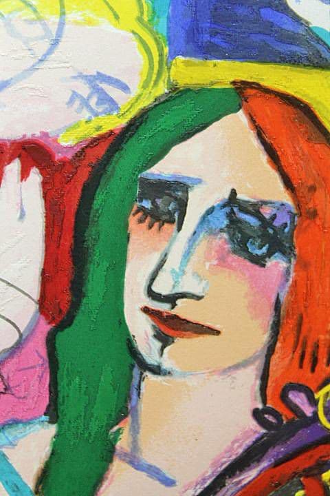 マイケルルー「VIOLINIST AND MODEL」 版画　バイオリン　猫