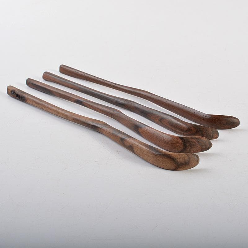 茶道具　黒柿製　茶杓　4点まとめて　箱付　N　6377