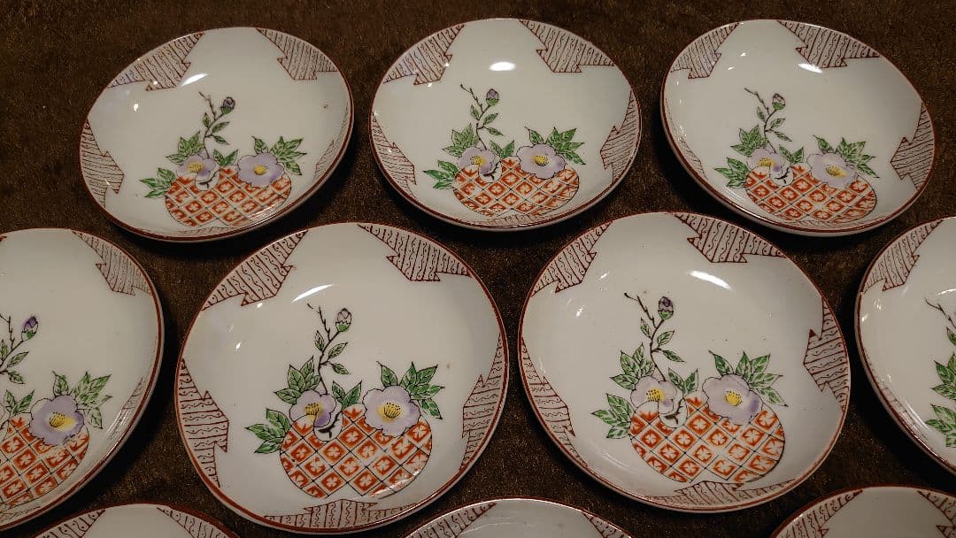 古伊万里　伊万里　色絵　 豆皿　菓子皿　ざくろの図　蔵出し　10客