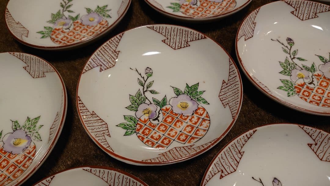 古伊万里　伊万里　色絵　 豆皿　菓子皿　ざくろの図　蔵出し　10客